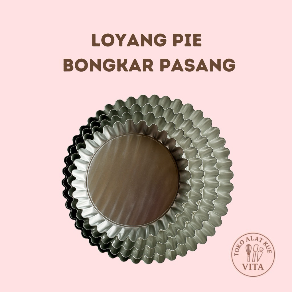 Cetakan Loyang Pie Tart Bulat Bergelombang 16–24 cm | Loyang Kue Aluminium Anti Karat & Anti Lengket