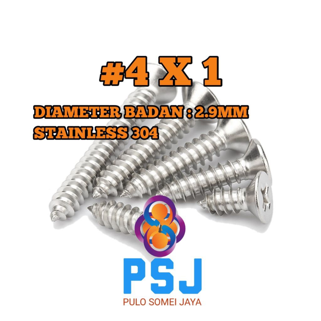 Sekrup Tapping Stainless 4 x 1 Tapping FH Stainless 304