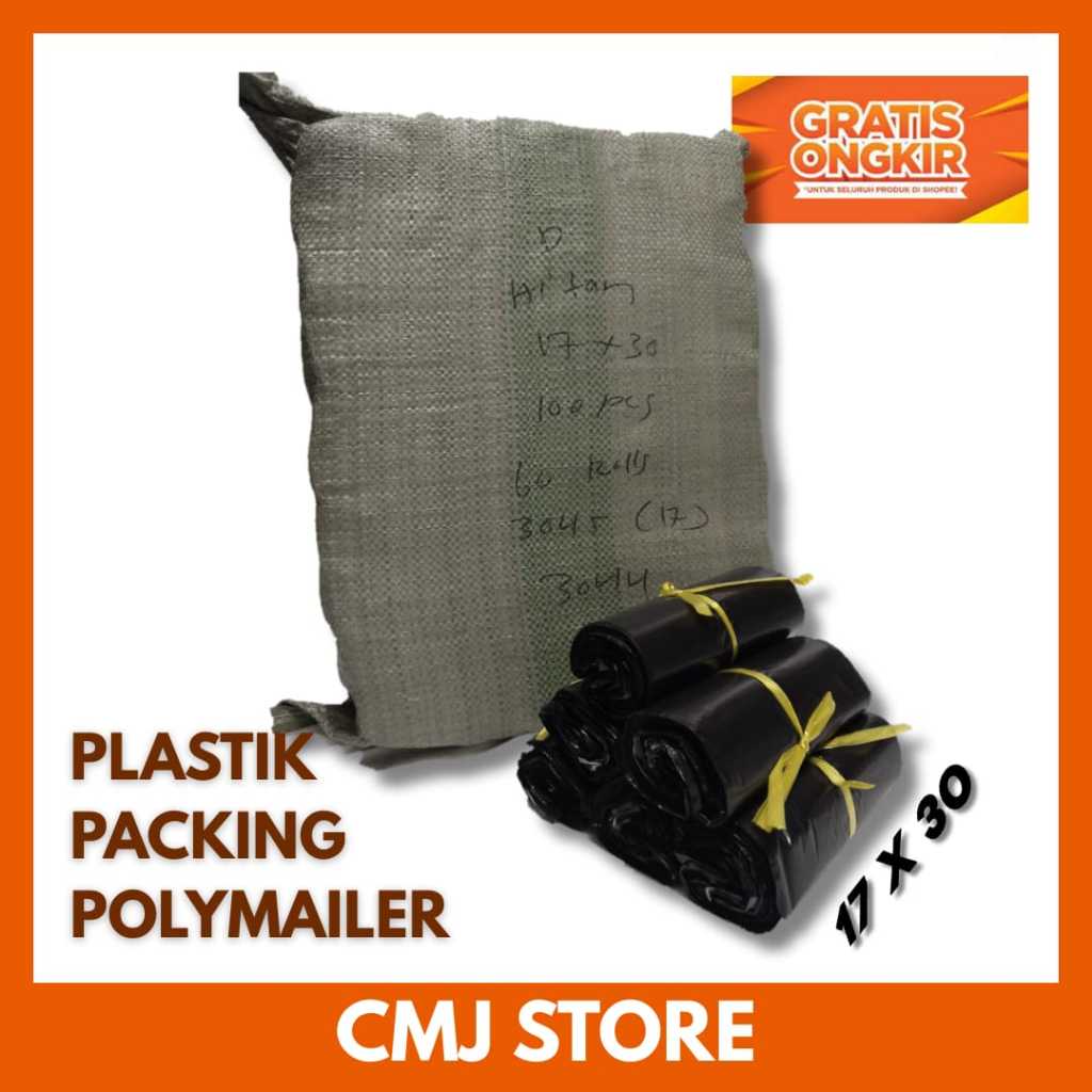 POLYMAILER Plastik Packing Perkarung Hitam Doff 17X30