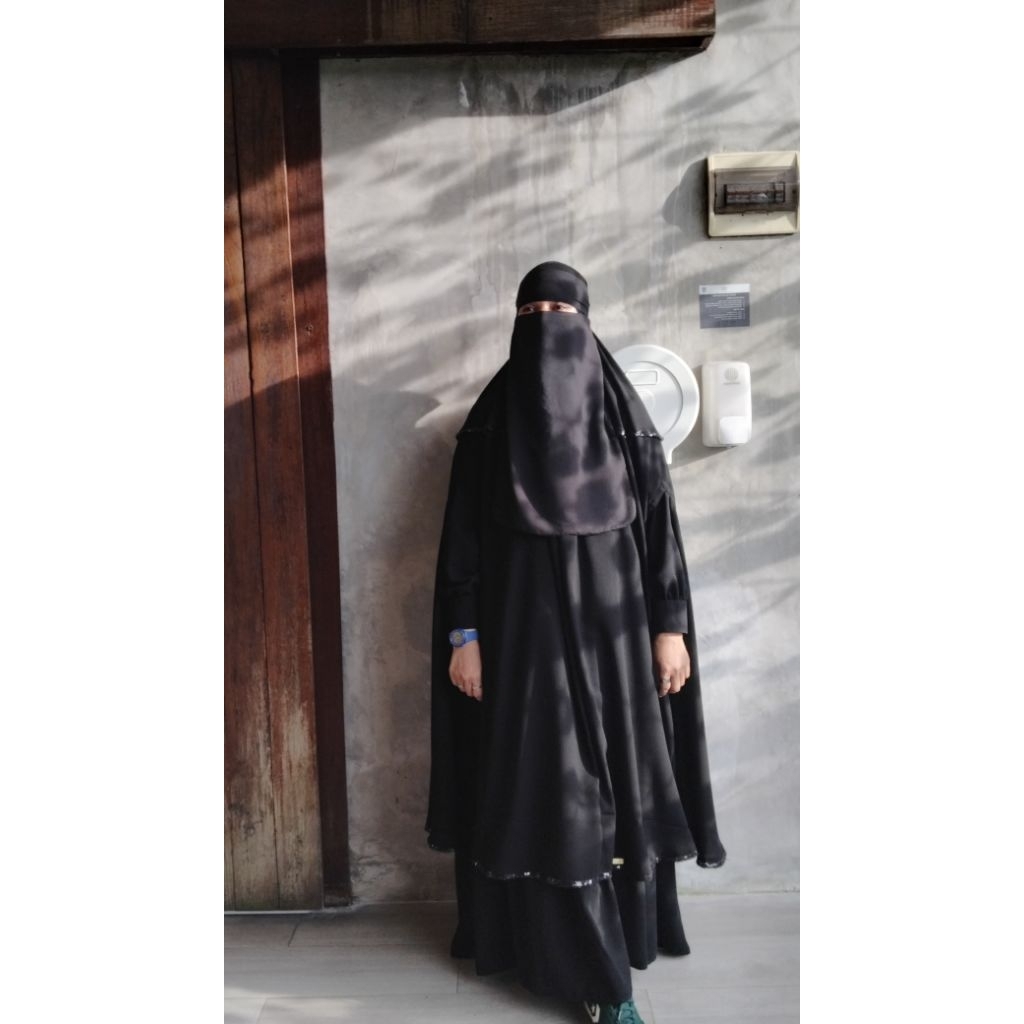 Khimar Manik Pundak Jetblack Jilbab Manik Squin jetblack