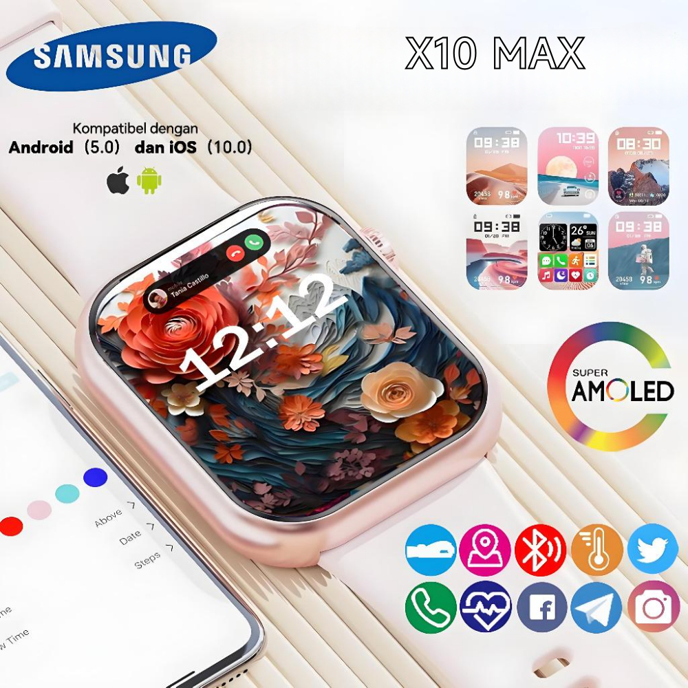 Samsung Smartwatch Watch S12MAX Jam Pintar Olahraga Bluetooth Call Heart Rate & Blood Oxygen Monitor