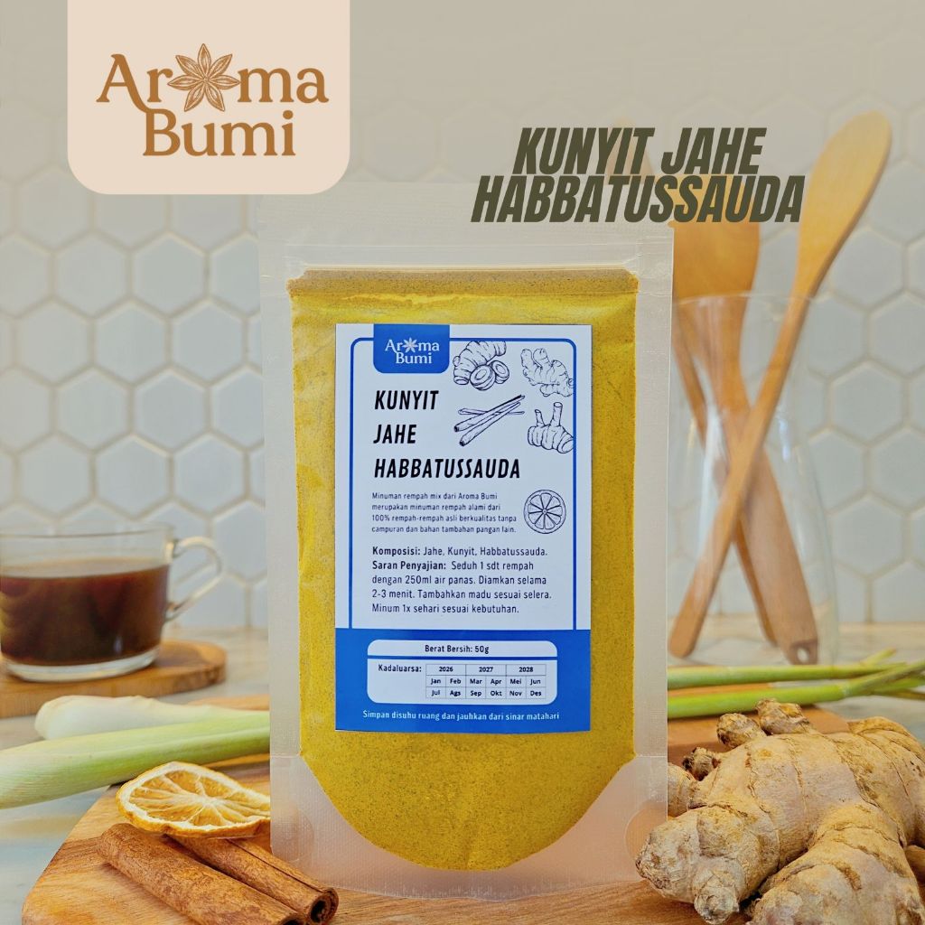 

Aroma Bumi - Kunyit Jahe Habbatussauda JSR Rempah Premium Murah