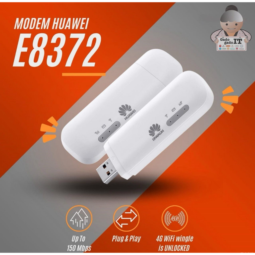 MODEM WIFI HUAWEI WINGLE E8372 SPEED 4G LTE WI-FI Dongle FREE TELKOMSEL 14GB