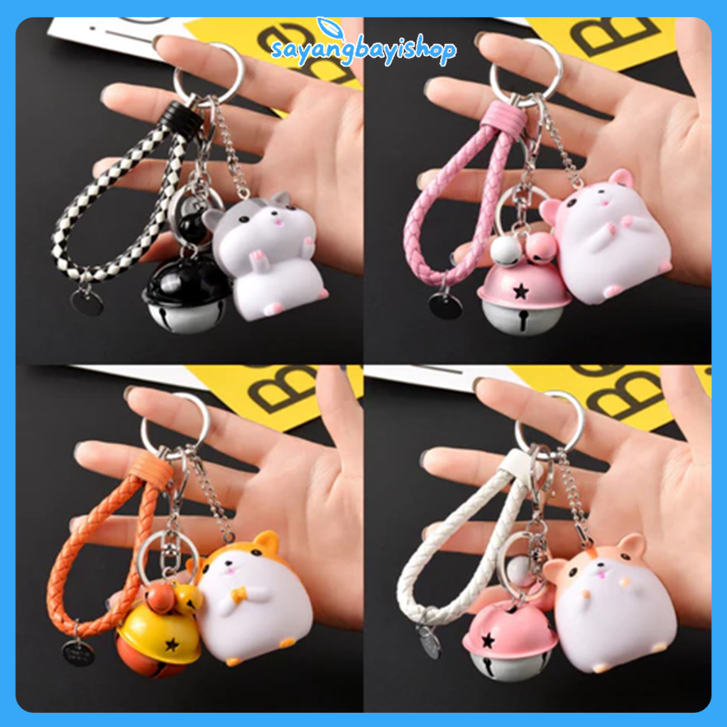 【COD】Gantungan Kunci Hamster Lucu Chubby Keychain Motor Mobil Tas Cute Dengan lanyard dan lonceng
