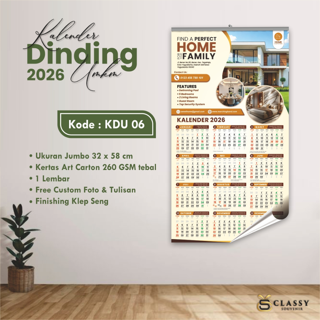 

KALENDER DINDING UMKM FULL COLOUR 1 PLY - CETAK KALENDER CUSTOM NAMA USAHA - KALENDER DINDING JUMBO 2026