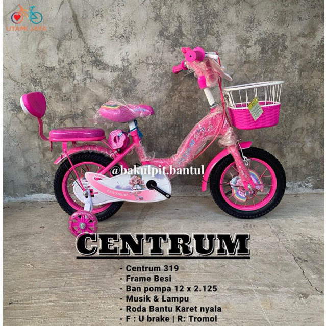 Sepeda Anak Cewek Keranjang Mini Ring 12 Centrum 315 | Sepeda Anak Roda 4 Centrum 315 Ring 12