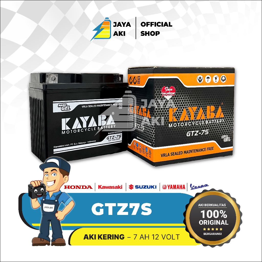 Aki Motor Vario 125 Vario 150 KAYABA GTZ7S 12V 7Ah Accu Kering