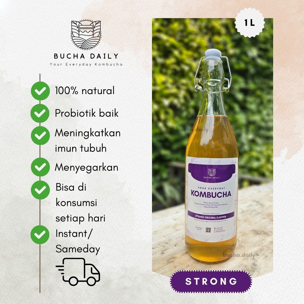 

[Instant/Sameday] Kombucha Teh Fermentasi STRONG dengan Original Flavour 1000 ml
