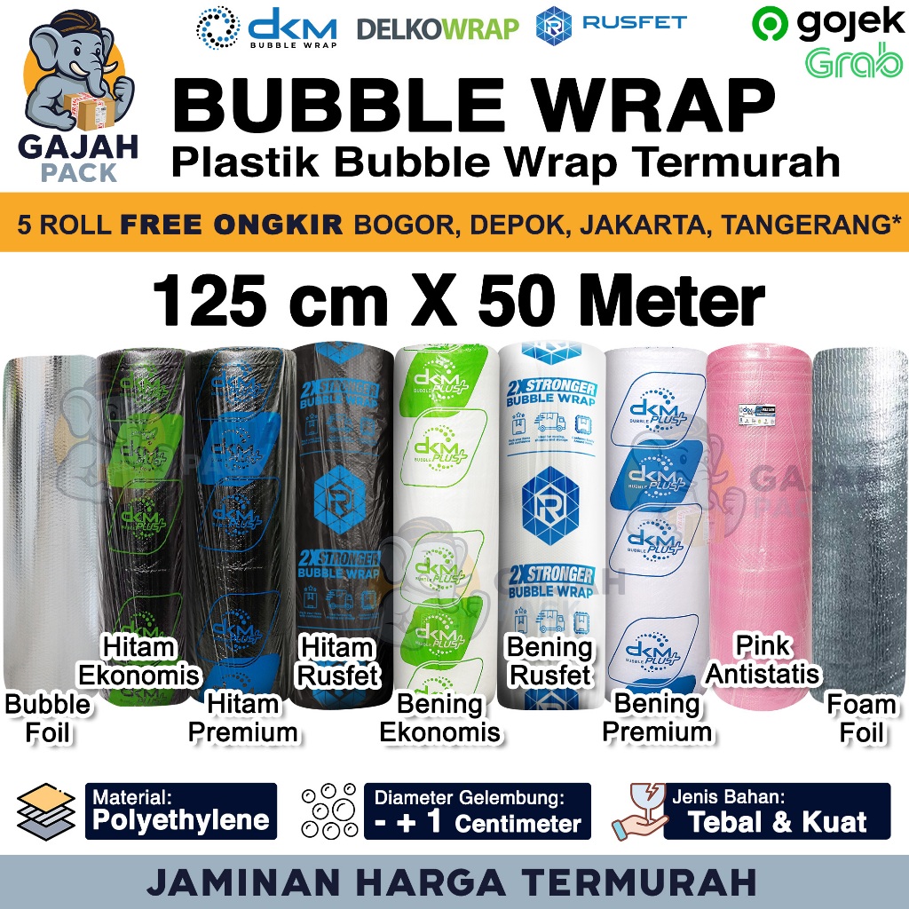 

Plastik Bubble Wrap 125cm x 50m DKM PLUS Bubblewrap Bungkus Gelembung Pelindung Barang PREMIUM TERMURAH ROLL