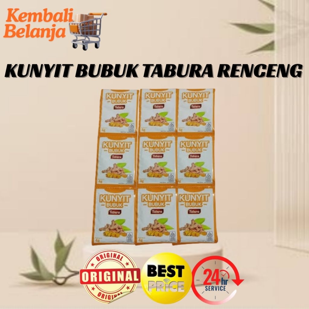 

Kunyit Bubuk Tabura 1 Renceng ( Isi 12 Sachet )/ Kunir Bubuk Tabura 1 Renteng/ Koner Bubuk/ Bumbu Masak Praktis