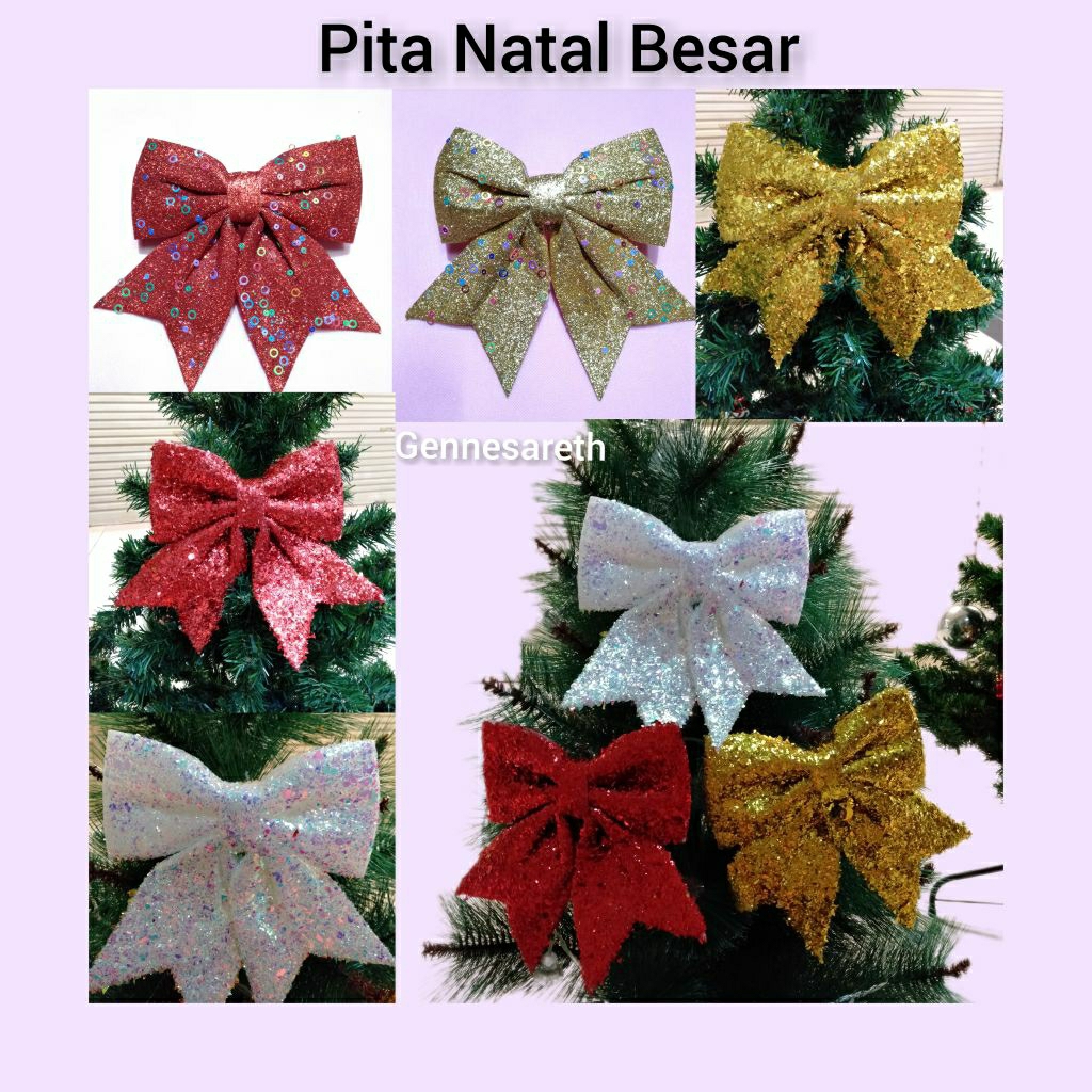 Pita Natal Besar/Dekorasi Natal/Aksesoris Pohon Natal Besar/Pita Besar Satuan