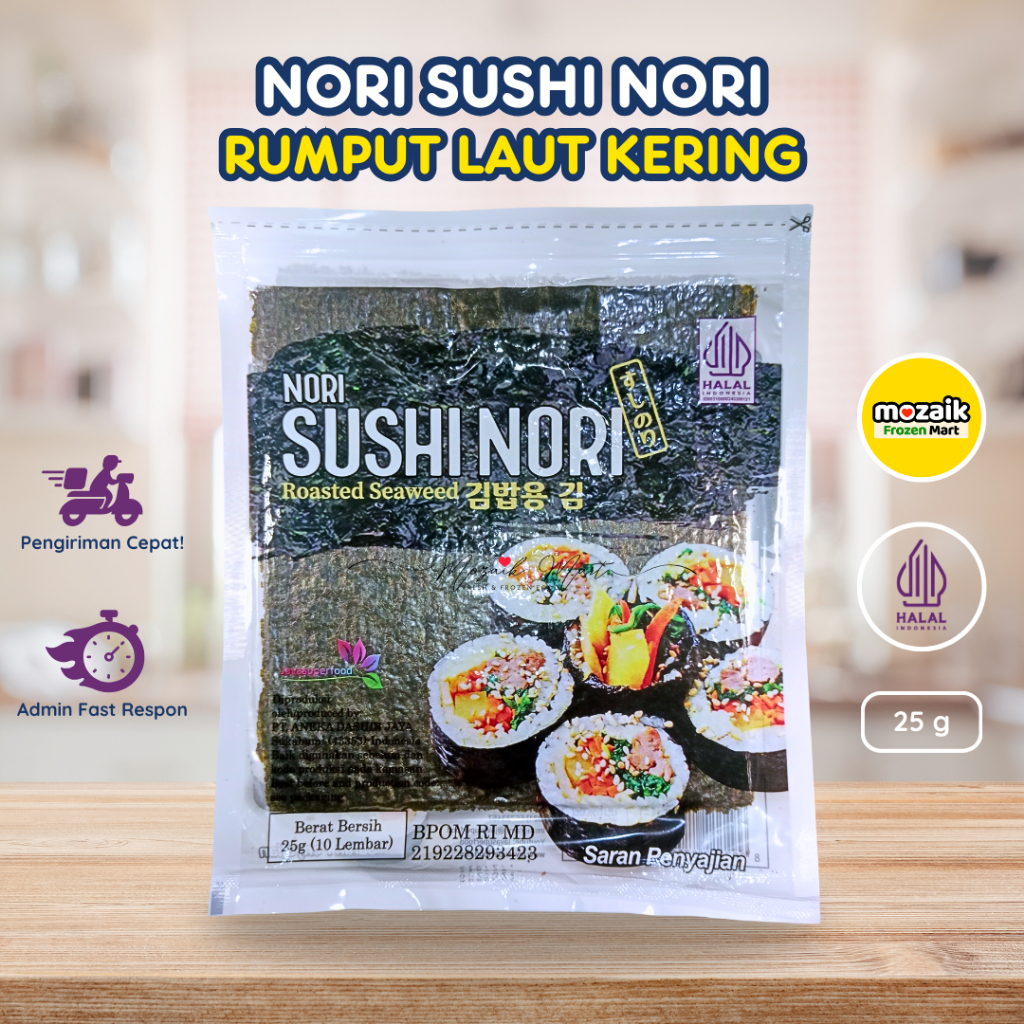 

Nori Sushi Nori 25 gr - Rumput Laut Kering Lembar Halal Frozen Mart Frozen Food Palembang