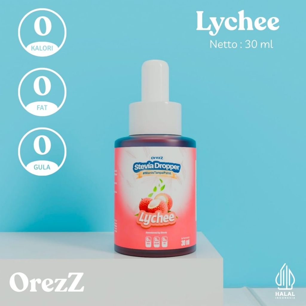 

Orezz Stevia Dropper tetes SUGAR FREE 30 ml rasa Leci Pemanis Bebas Gula 0 kalori Ramah Diabetes
