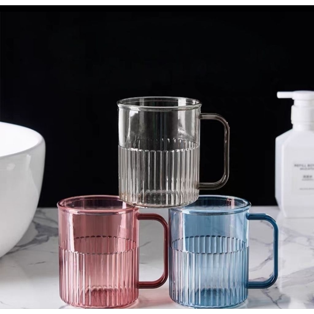 Gelas Plastik Motif Garis Aesthetic / Cangkir Aesthetic Cafe Unik Ala Korea Mewah