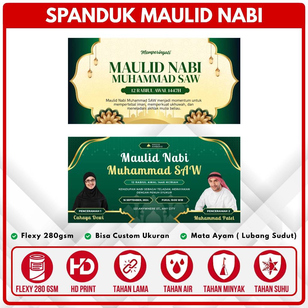 Spanduk Banner Maulid Nabi / Peringatan Maulid Nabi part.2 - Ukuran 200x100 cm