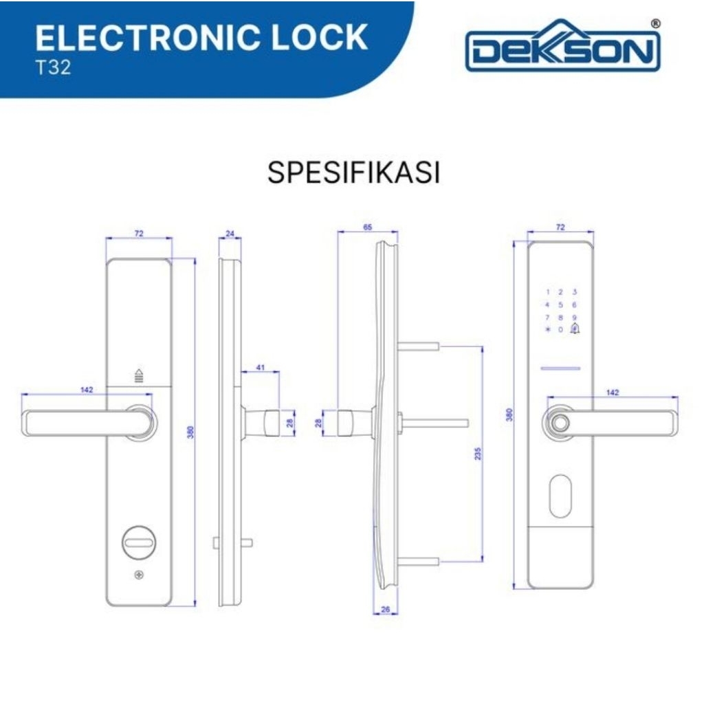 Smartlock Digital Dekkson EL-T32 / Electric Door Lock Dekson / Smart Door Lock Digital Dekson