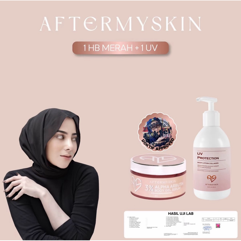 AFTERMYSKIN | 1 Pcs HB Alpha Arbutin 200GR + 1 Pcs UV Protection 250GR