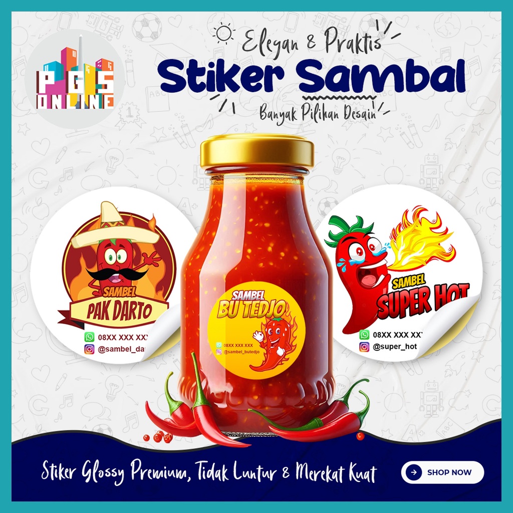 [100 PCS] 08A - STIKER SAMBAL | Sticker Label Logo Kemasan Packing Packaging UMKM Sambel