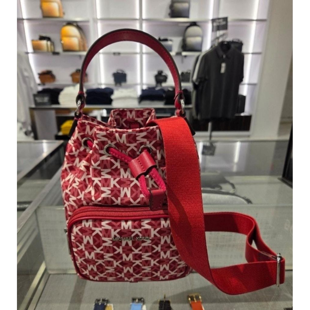 mk Khai Small Signature Logo Bucket red Bag n