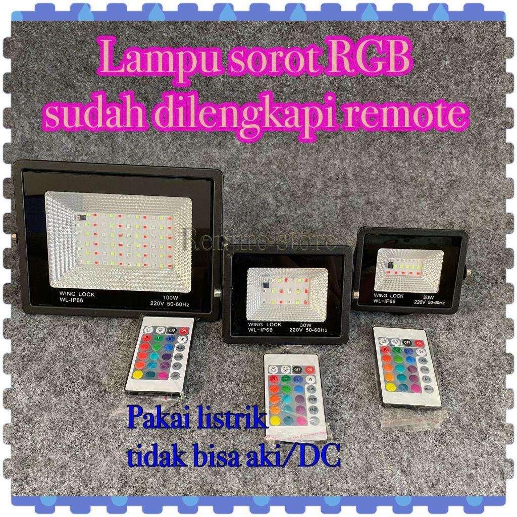 lampu led sorot tembak floodlight lampu outdoor LED RGB/Lampu sorot RGB REMOTE