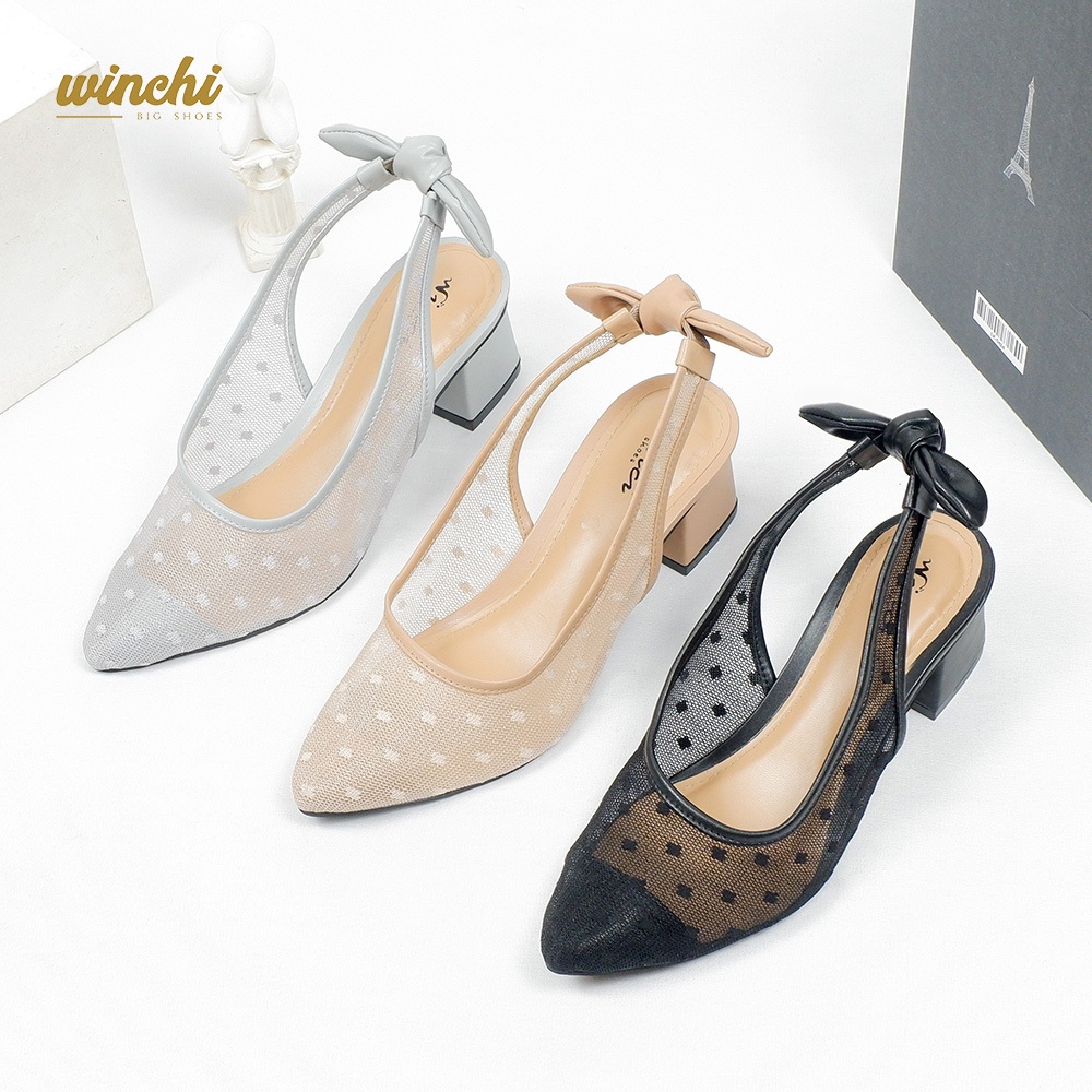 Winchi - Yolanda sepatu mules wanita hak 5cm big size 37-45