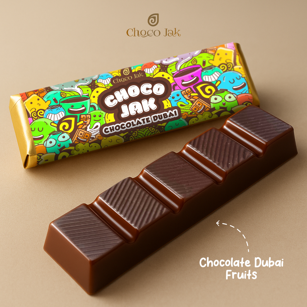 

Choco Fruit Coklat Dubai Fruit Viral Choco Jak Ceria | 45 GRAM | Coklat Viral | Enak dan Lezat | Snack Cokelat Crunch