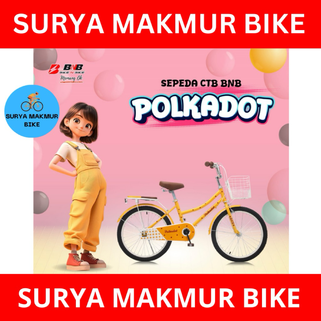 Sepeda anak remaja perempuan 20 Inch BNB POLKADOR