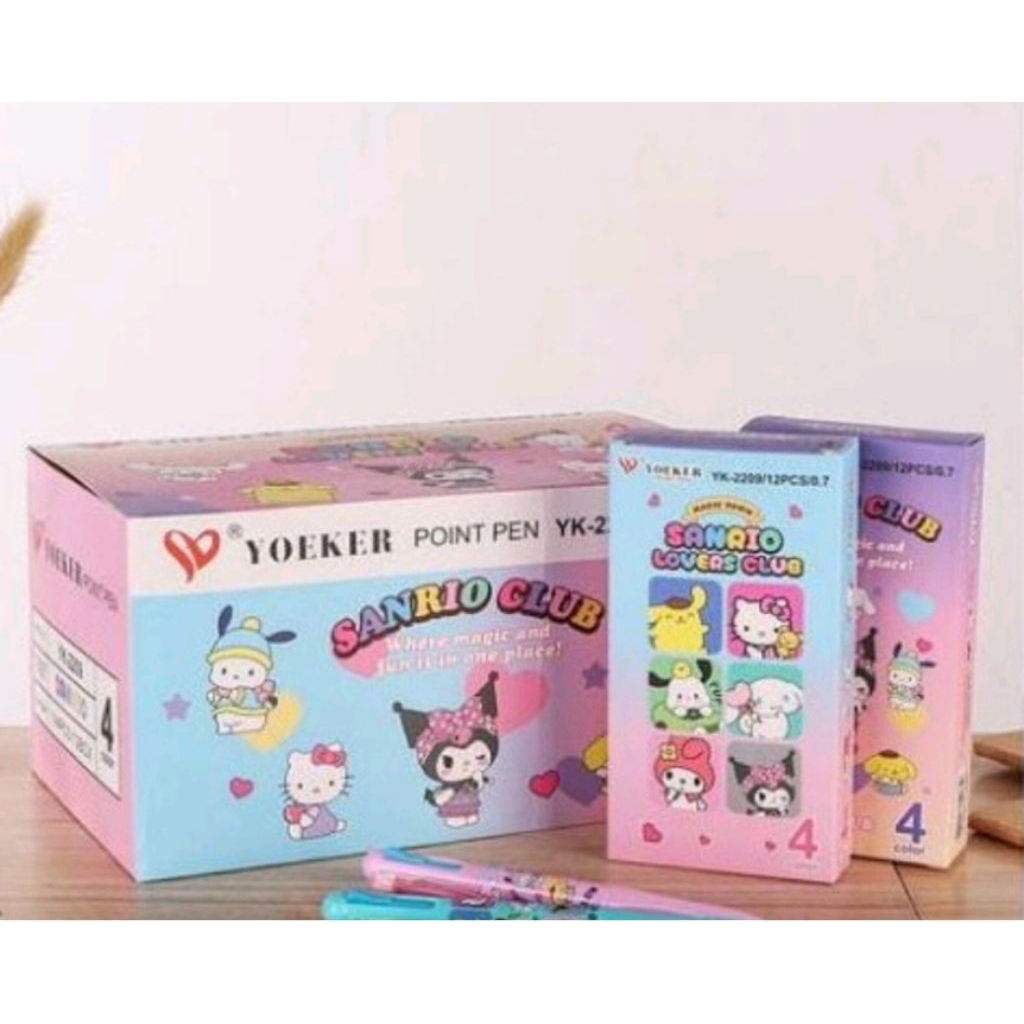 

1PCK ISI 12PCS PULPEN SANRIO CLUB 4 WARNA YOEKER YK_2209/12PCS/0.7