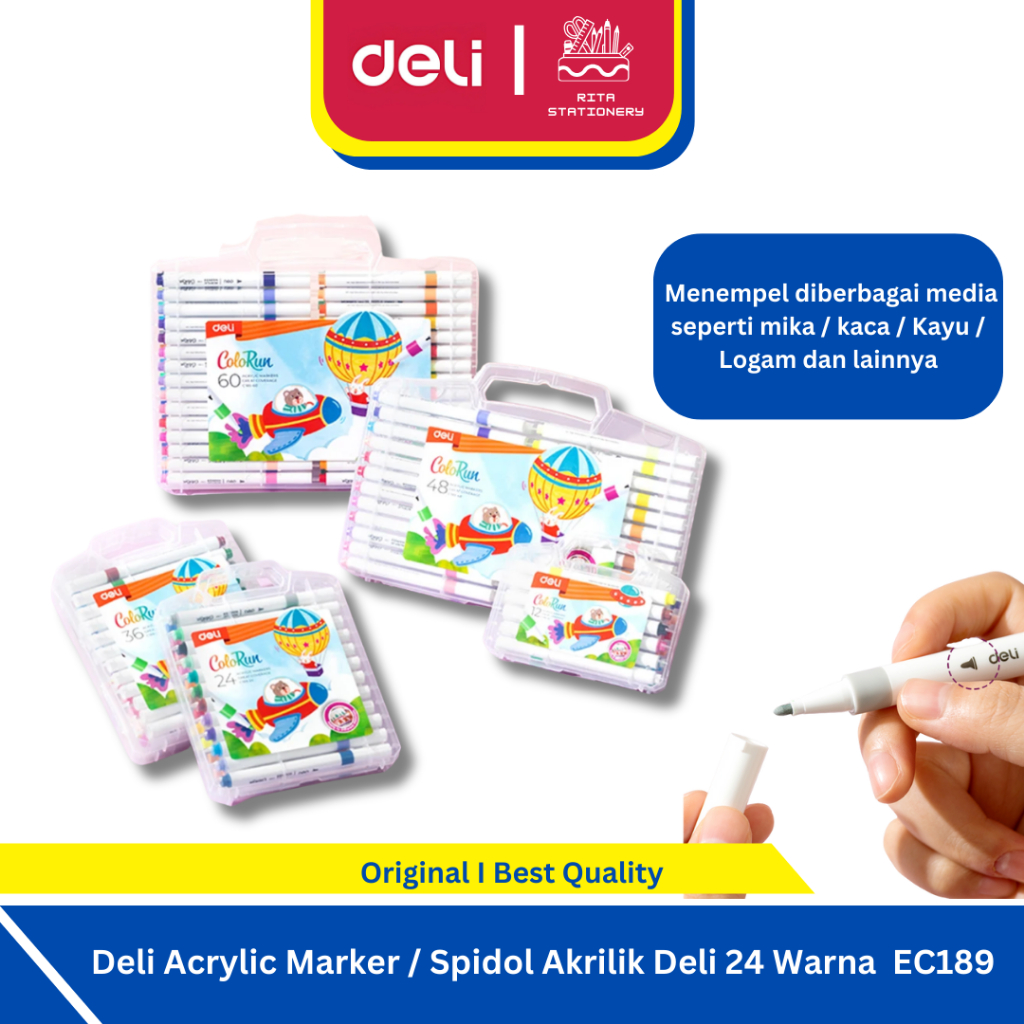 

Deli Acrylic Marker 24/36/48/60 Warna ColorRun / Spidol Akrilik Deli EC189