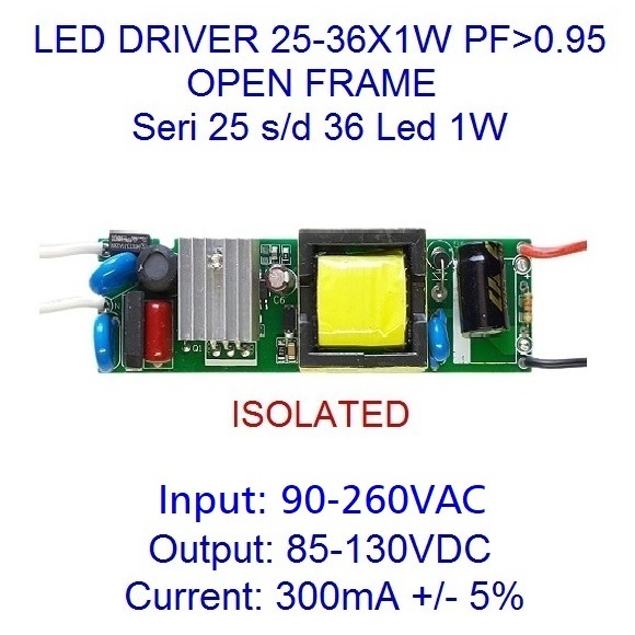 Led Driver 1W 300mA 25-36x1W OF PF 0.95