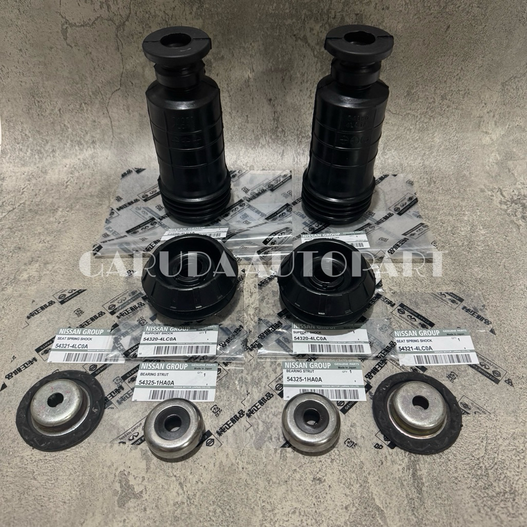 Paket karet support + tatakan support + bearing support + karet boot shock Datsun Go set 8pcs