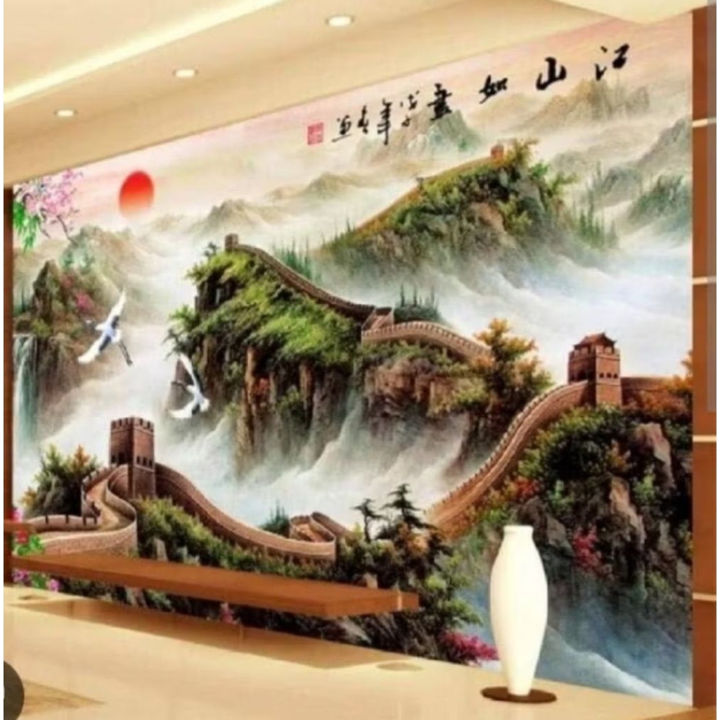 lukisan pemandangan tembok china,lukisan modern hiasan dinding rumah