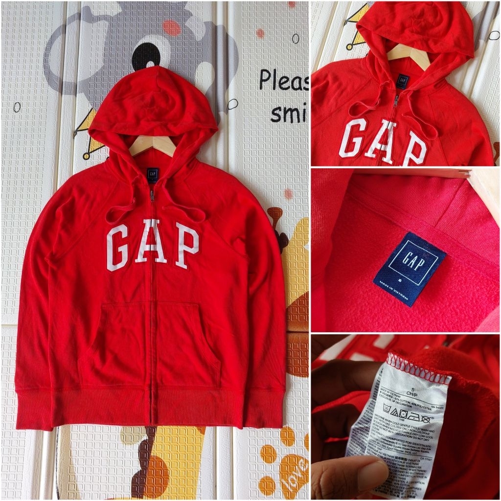 Hoodie Zipper GAP MERAH [ Second Original ]