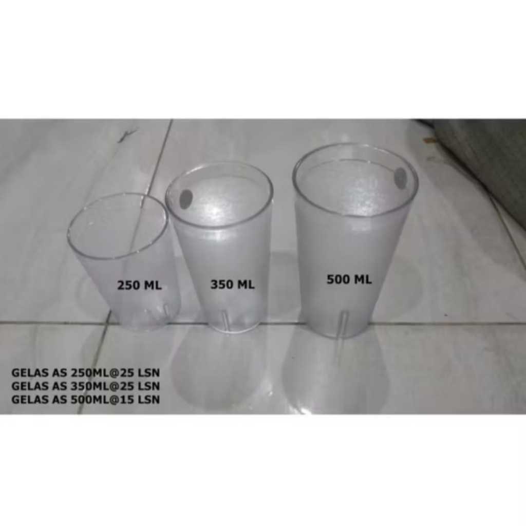 Gelas plastik bening / gelas plastik berbagai ukuran / gelas plastik