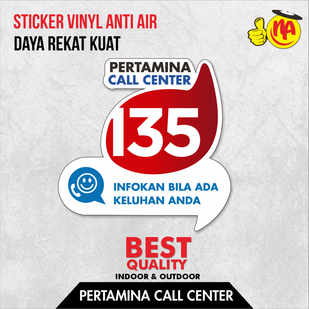 

Stiker Pertamina Call Center 135, Sticker Vinyl, Cutting, Tahan Air, Termurah, dan Bisa Custom