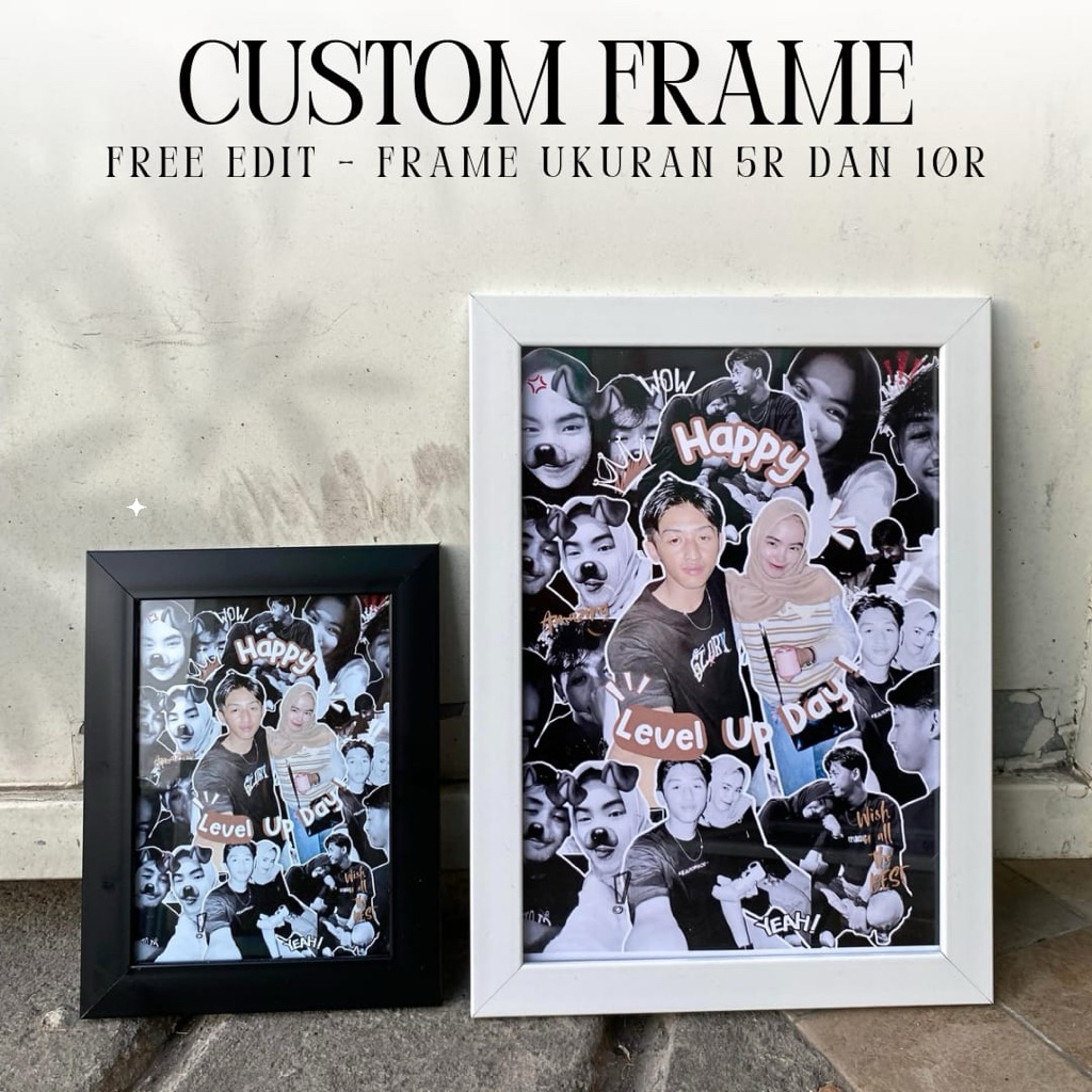 WORDGIFT PIGURA TYPOGRAPHY 5R 10R A4 8R | Bingkai Custom Aesthetic | Kado Hadiah Gift Birthday Ulang