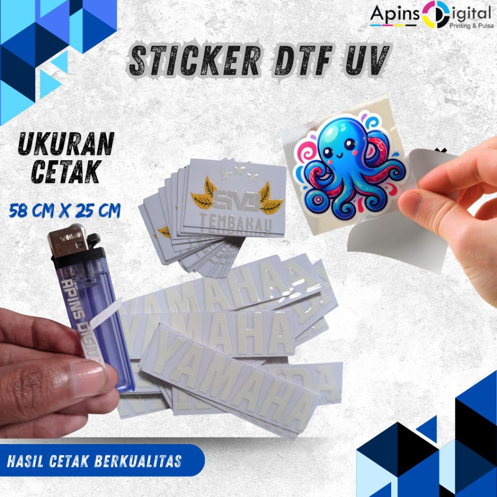

Stiker DTF UV Ukuran 58 cm x 25 cm /Untuk Semua Media /Tumbler/mangkok/korek dll