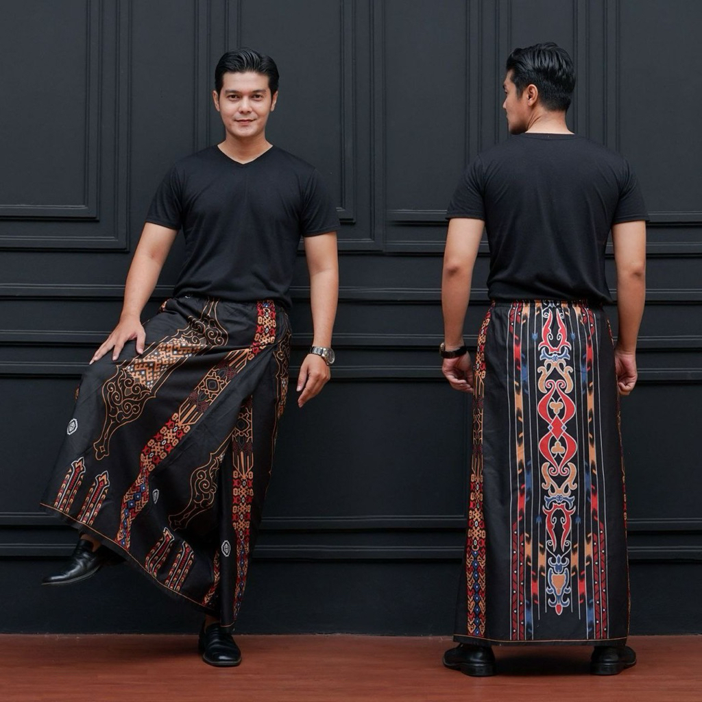 Sarung batik INSTAN Pria dewasa motif BHS wayang Sarwon Warna Hitam