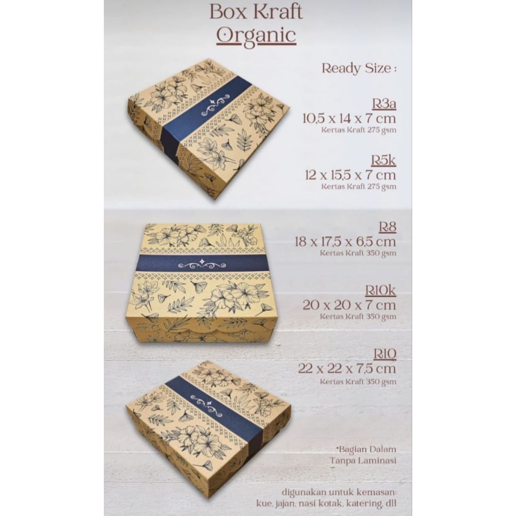 

Box Nasi & Kue Kraft Motif Organic