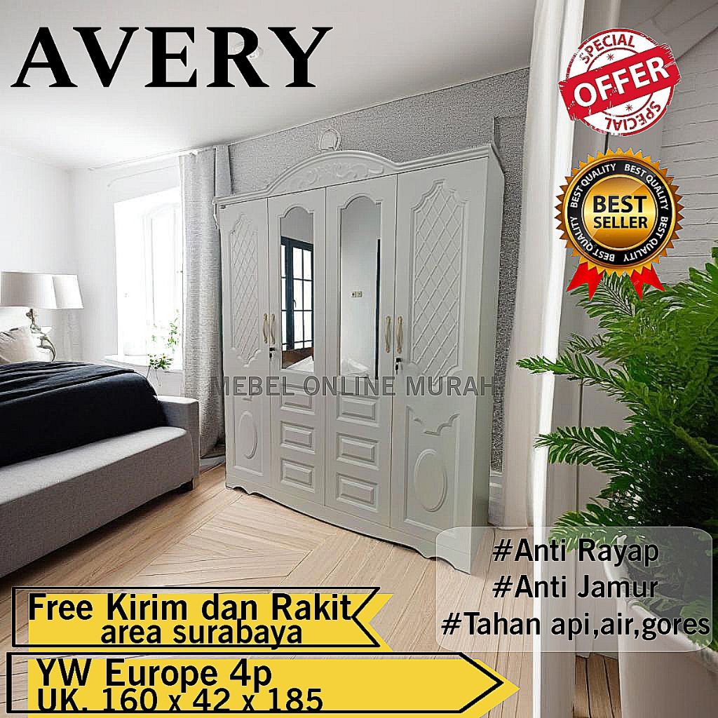 Lemari baju besi 4pintu swing / Lemari baju clasic / Lemari baju besi Avery / Lemari besi 4pintu ant