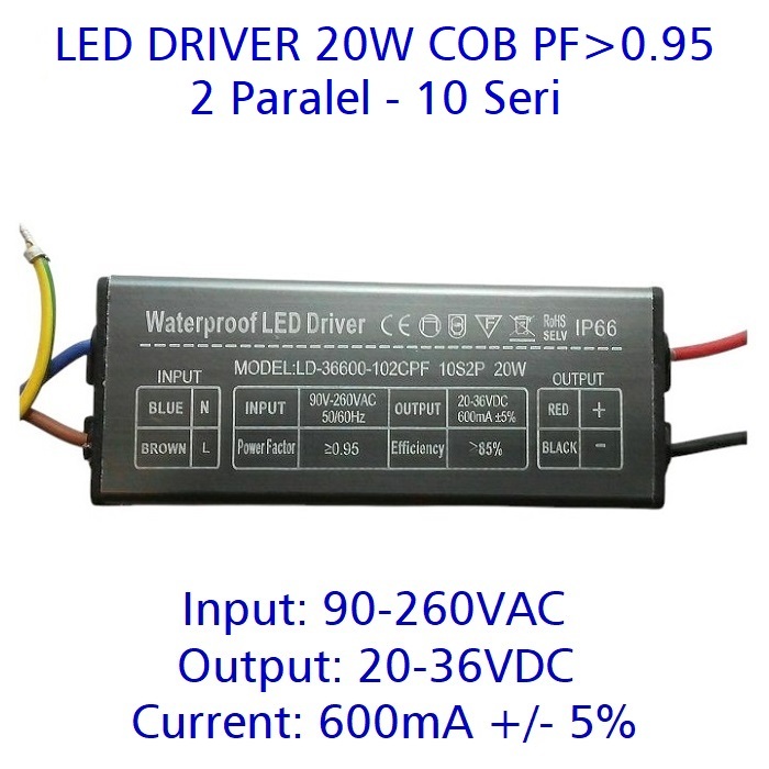 Led Driver 3W 600mA 8-10x3W WP PF 0.95