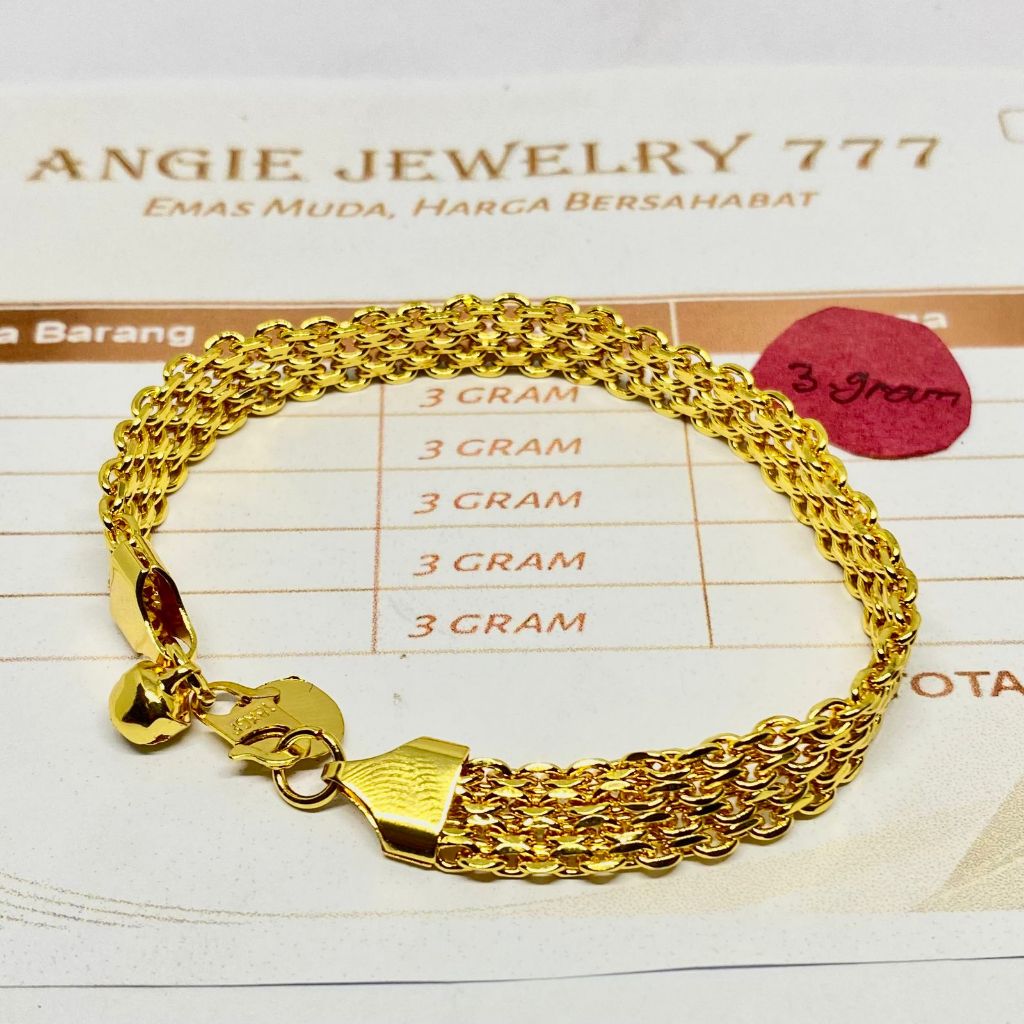 [TERLARIS] Gelang Tikar Goldtone Jumbo – Kilau Emas Muda yang Abadi