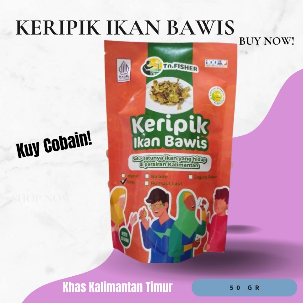 

KERIPIK IKAN BAWIS/PEDAS/KHAS KALIMANTAN TIMUR/50 gr