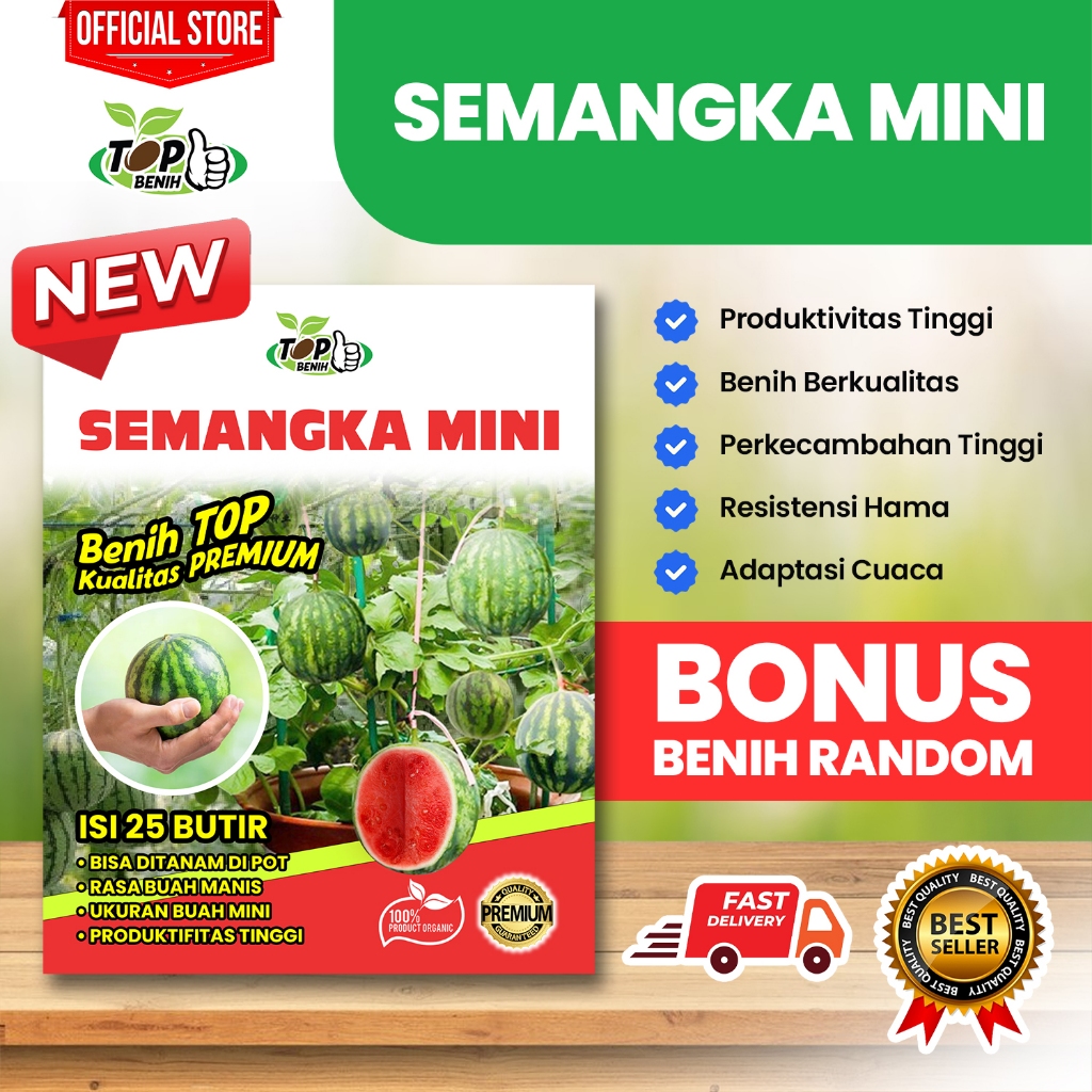Bibit Benih Semangka Mini - Kualitas Premium (Bonus Benih Random)