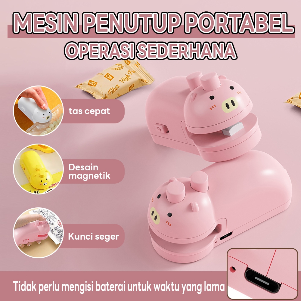 Perekat Snack Mini Hand Sealer Electric Rechargeable / Alat Perekat Plastik Kemasan Perekat Plastik