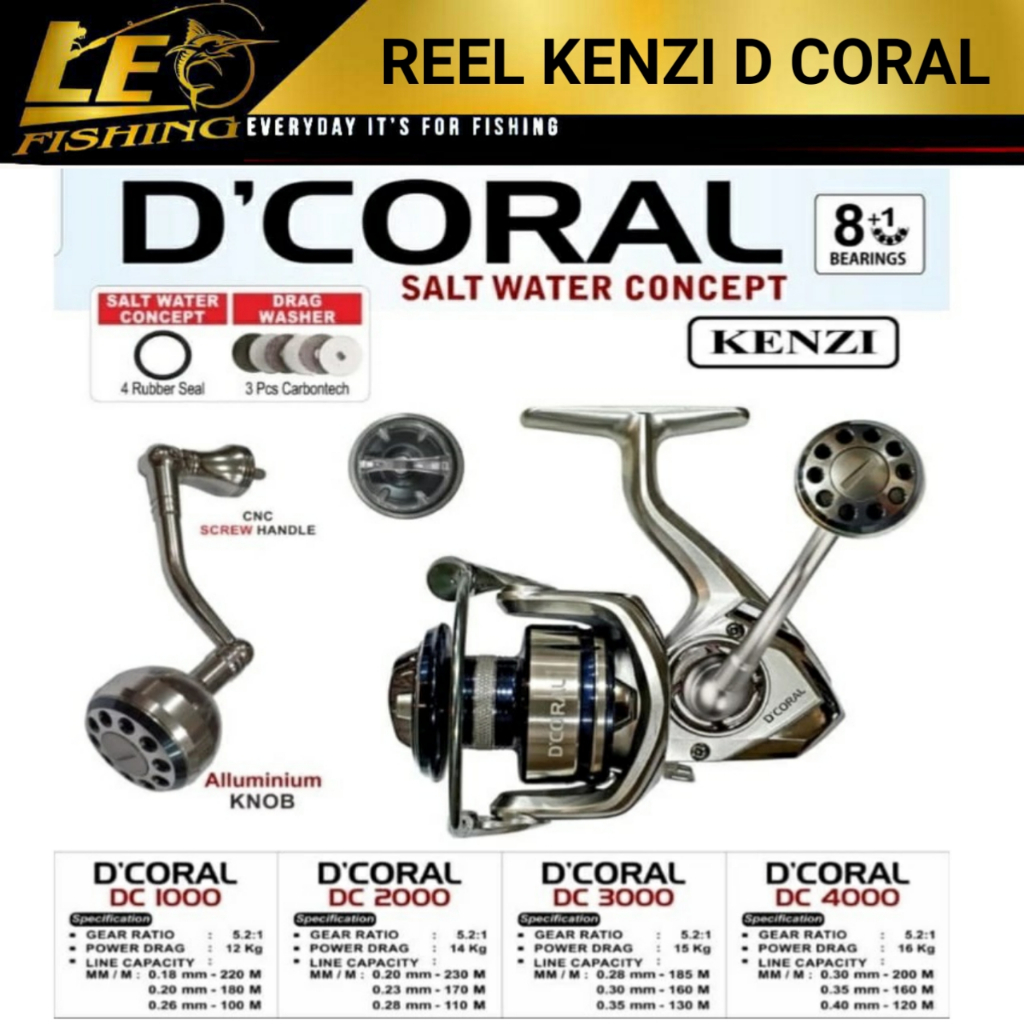 REEL KENZI D CORAL 1000 2000 3000 4000 REEL PANCING TERLARIS REEL SPINNING TERLARIS