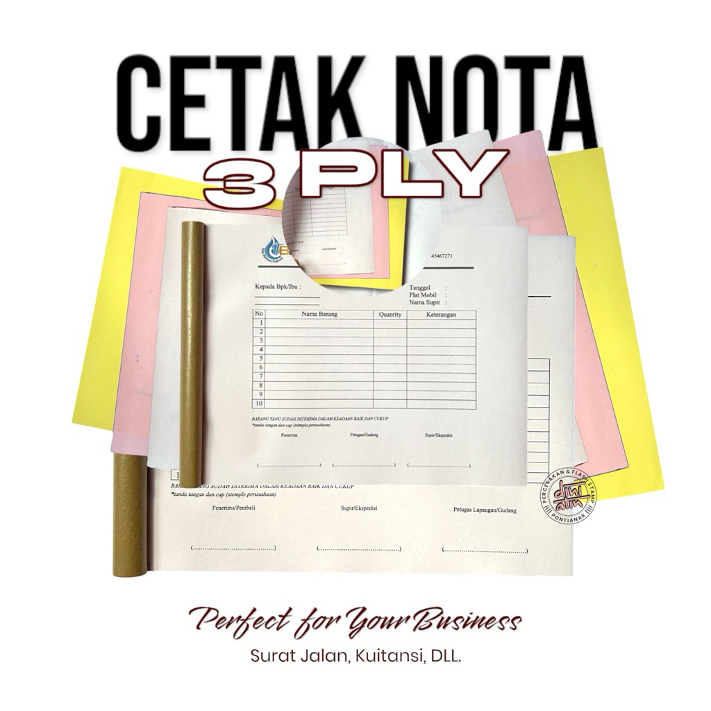 

Cetak Nota NCR 3 Ply | Nota Rangkap Custom Nama Usaha Murah Cepat