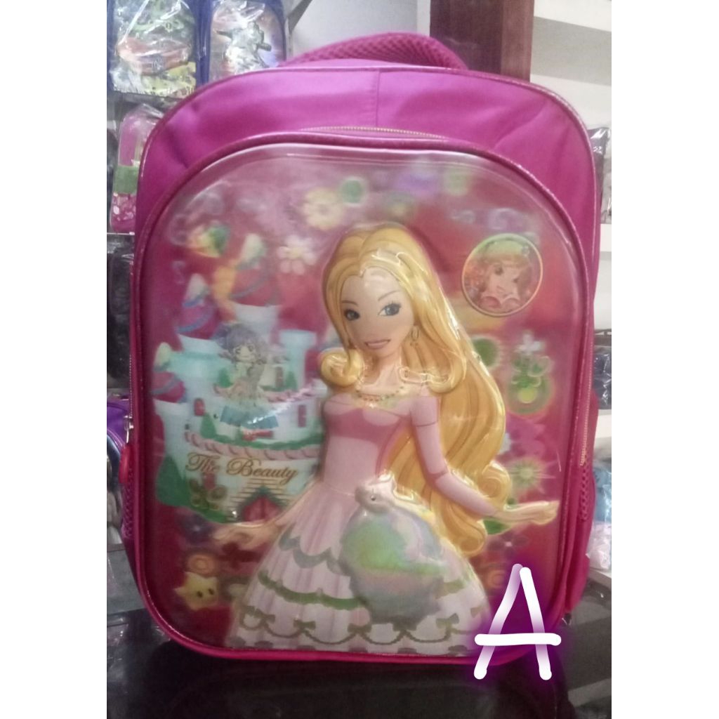 PRINCESS Tas Anak Fortune, HOLLOGRAM Tas Anak Princess, Pink Merah Muda Lucu Menarik Bonus Raincover