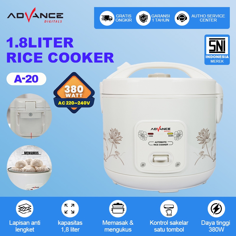 Advance A20 Rice Cooker 3in1 1.8L 350W 1Yr Warranty || Advance A20 Rice Cooker Serbaguna