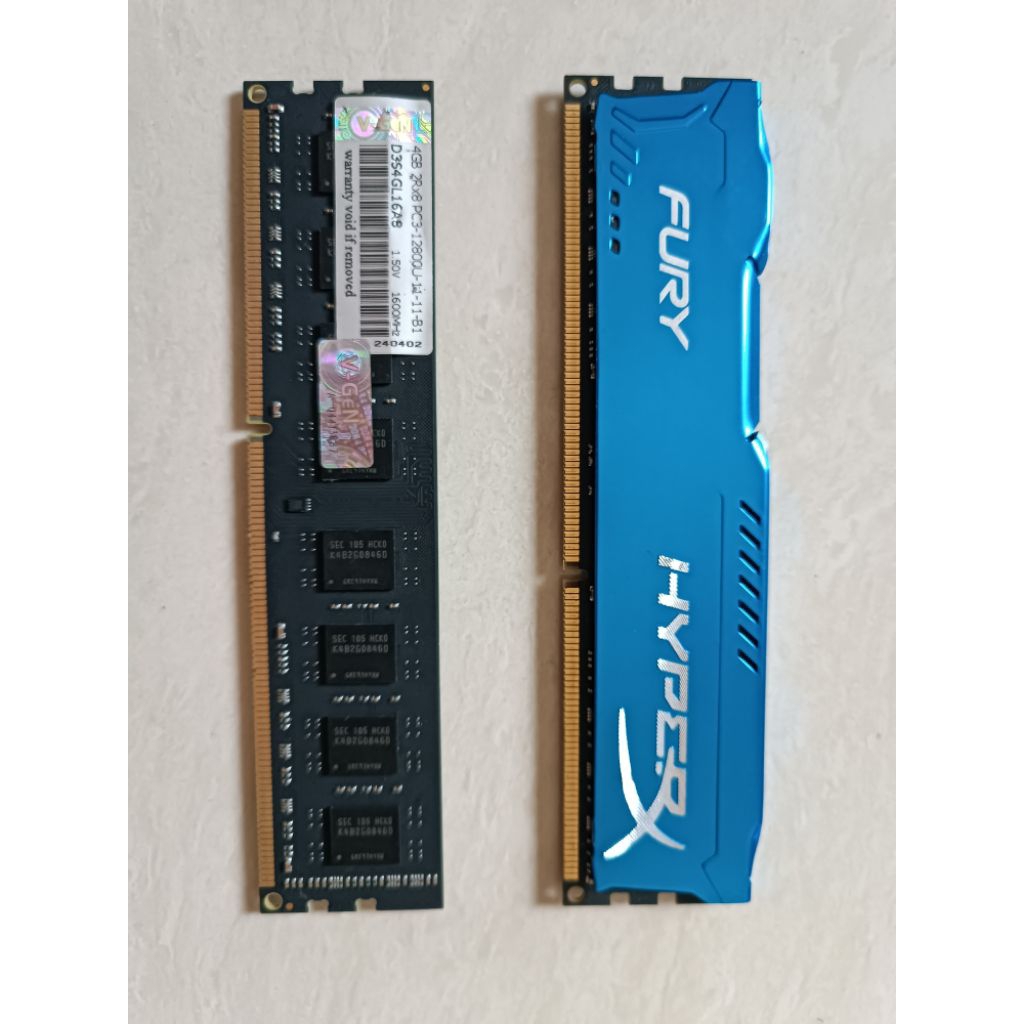 Ram 4gb vgen dan ram 4gb fury hyper second bekas ddr3